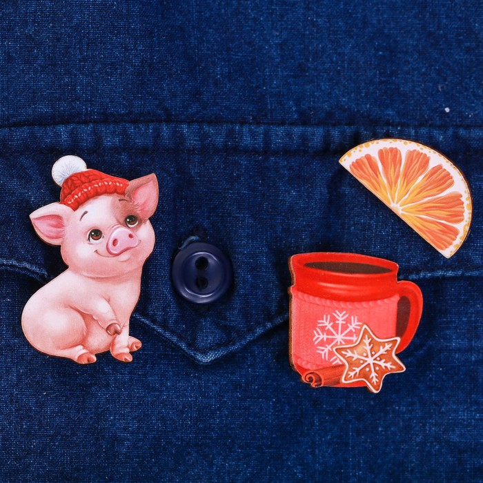 Набор значков "Тепла и уюта в Новом году"