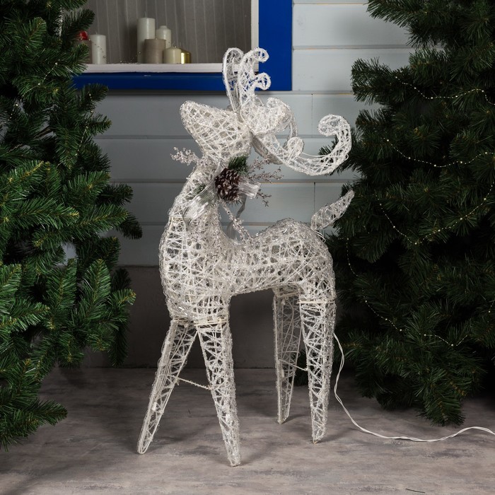 Фигура световая "Белый олень", 20х50х90 см, 50 LED, 220 В, Т-БЕЛЫЙ