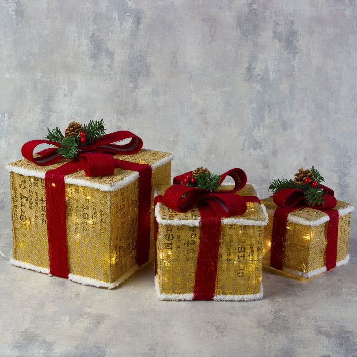 Фигура ткань "Подарки" Кубы 15х20х25 см, 60 LED, 220 В