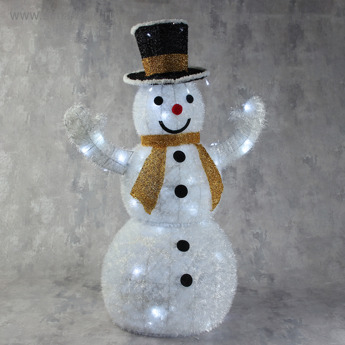 фото Фигура текстиль "снеговик. жёлтый шарф", 80 см, 100 led, 220v, белый luazon lighting