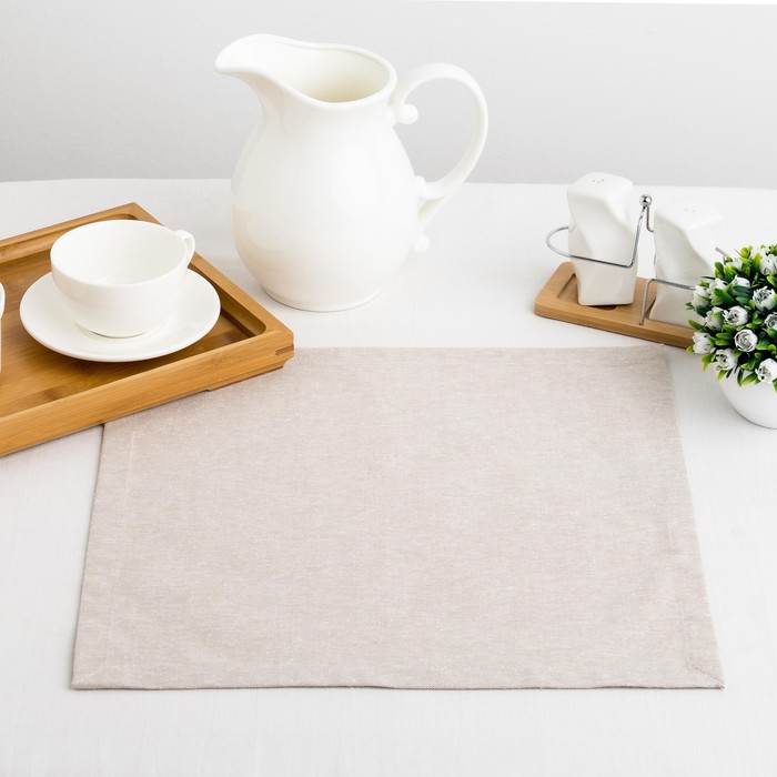 Салфетка столовая "Этель" 40х40, репс, цвет натур, 100%хл.