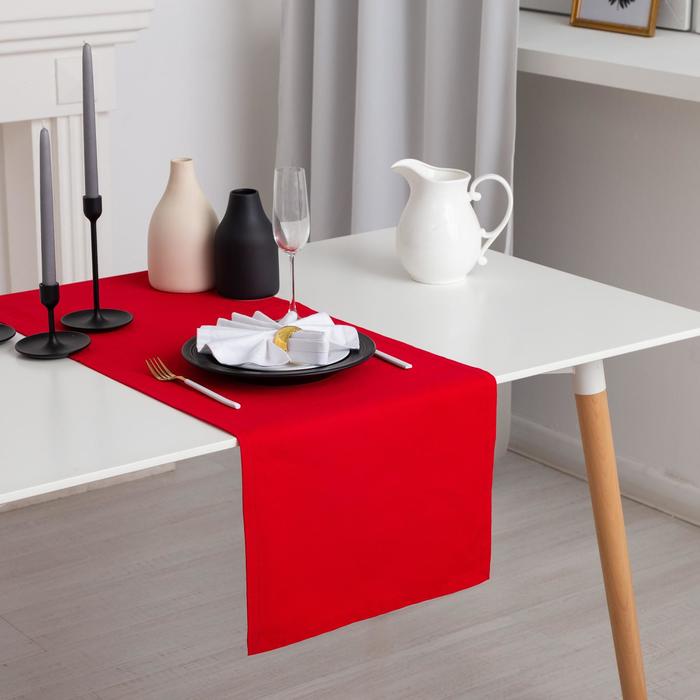 Дорожка на стол "Этель" 40х140, саржа, цвет красный, 100% хл