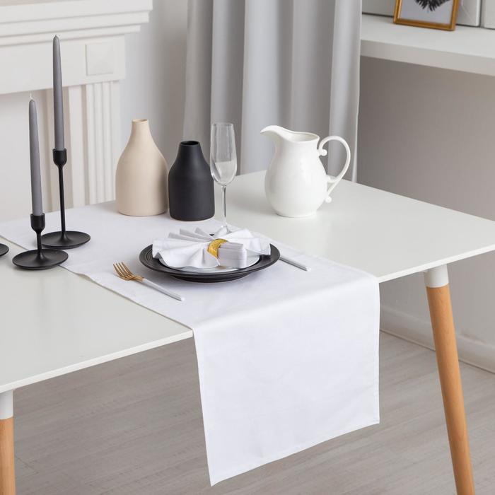 Дорожка на стол "Этель" 40х140, саржа, цвет белый, 100% хл