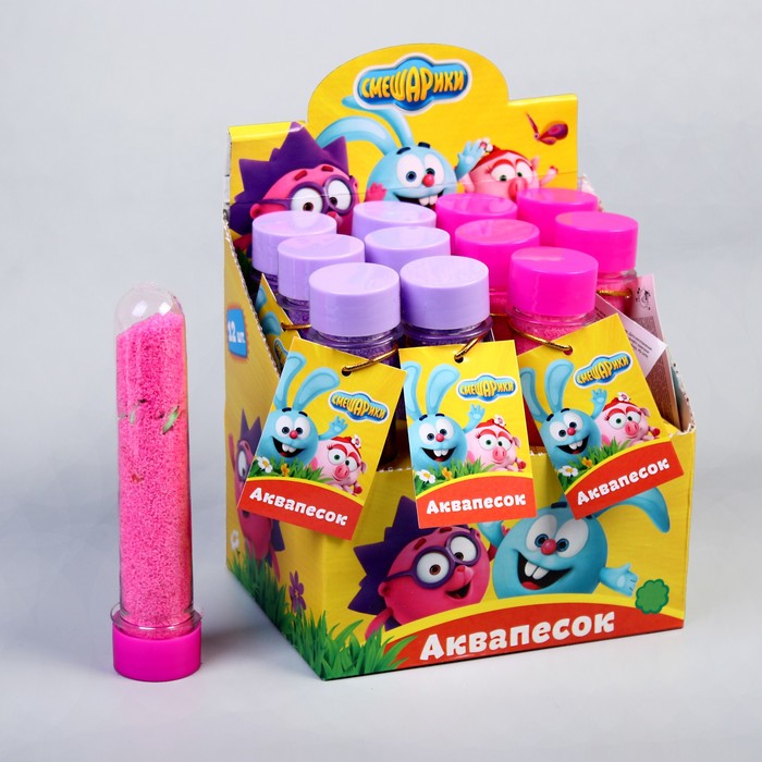Набор аквапеска в колбе СМЕШАРИКИ с растущими животными, песок 60 гр, для девочек