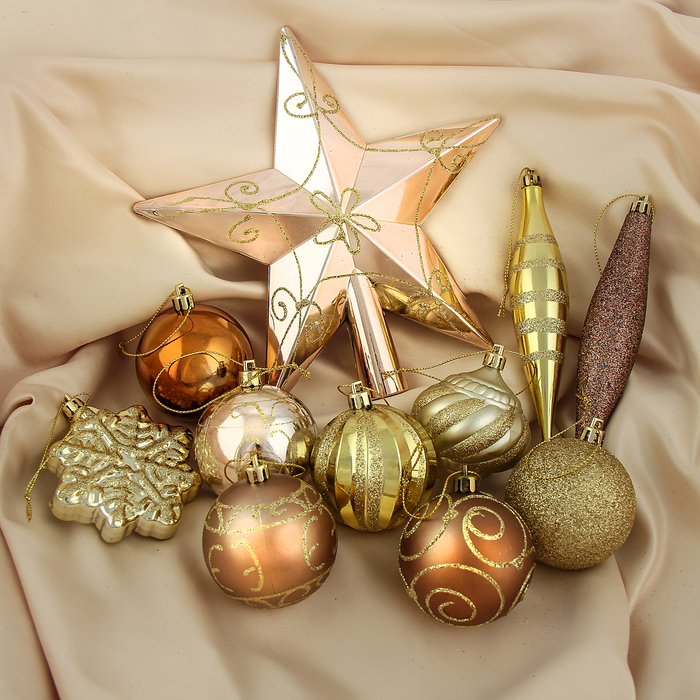 Набор украшений пластик 39 шт "GOLD" микс