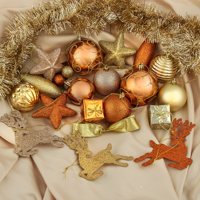 Набор украшений пластик 100 шт "GOLD" микс