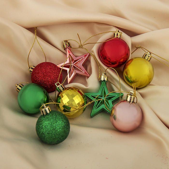 Набор украшений пластик 40шт в звезде микс