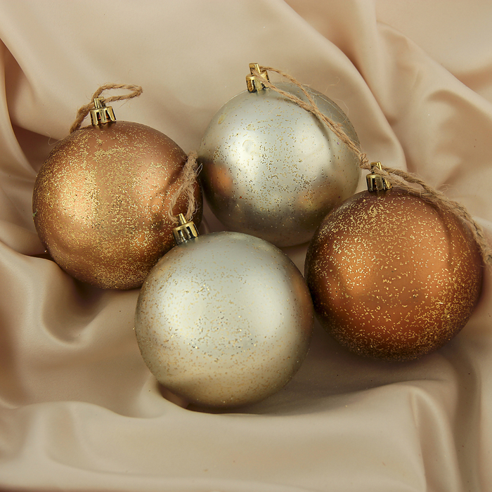 Набор шаров пластик d-8 см 4 шт "Каданс" посыпка