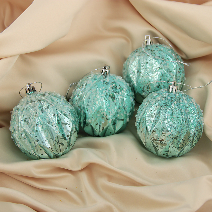 Набор шаров пластик d-8 см 4 шт "Диона" голубой