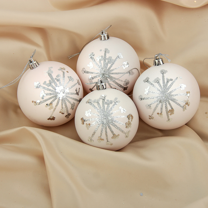 Набор шаров пластик d-8 см 4 шт "Розовый рассвет"