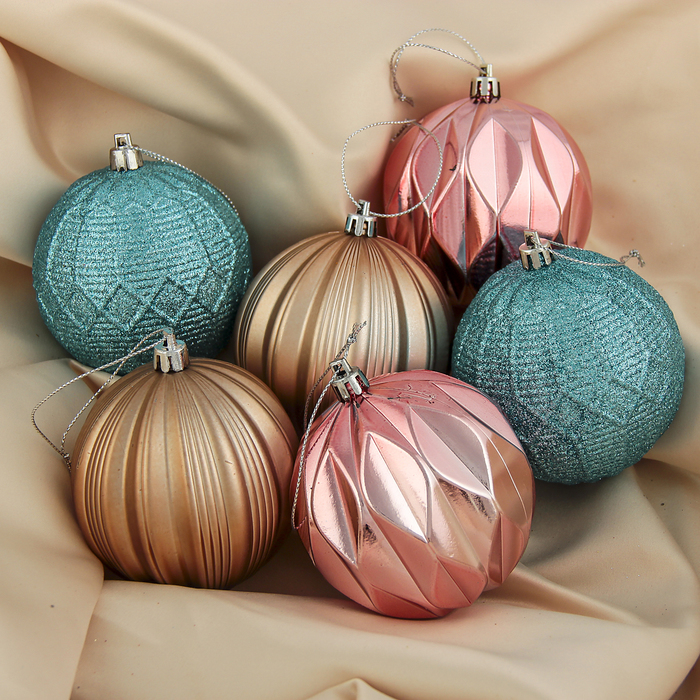 Набор шаров пластик d-8 см 6 шт "Лютия" микс