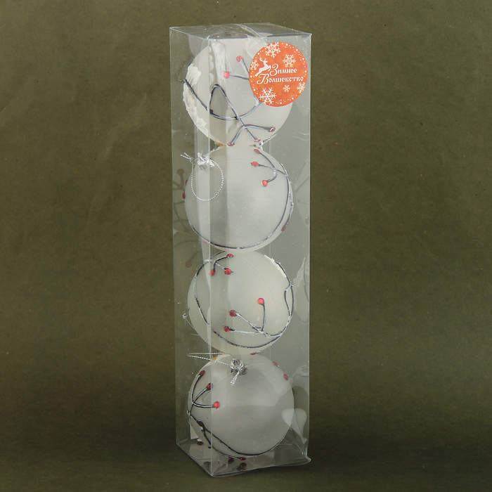 Набор шаров пластик d-8 см 4 шт совушка