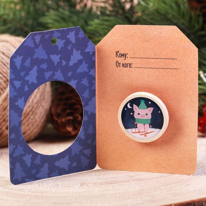 Значок "Поросёнок на лыжах"