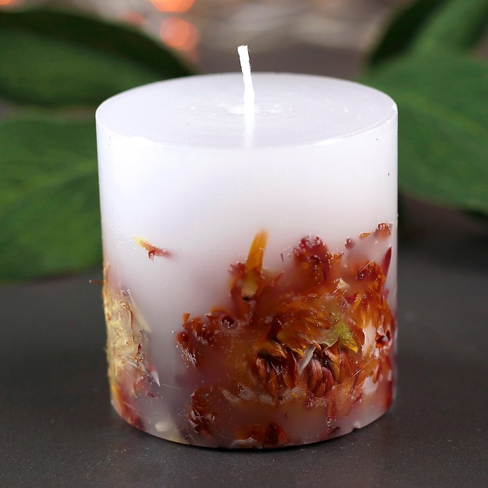 Свеча цилиндр, 5х5,5см, "Цветочная"