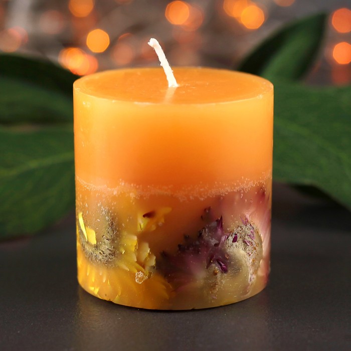 Свеча цилиндр, 5х5,5см, "Цветочная"