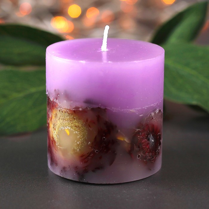 Свеча цилиндр, 5х5,5см, "Цветочная"