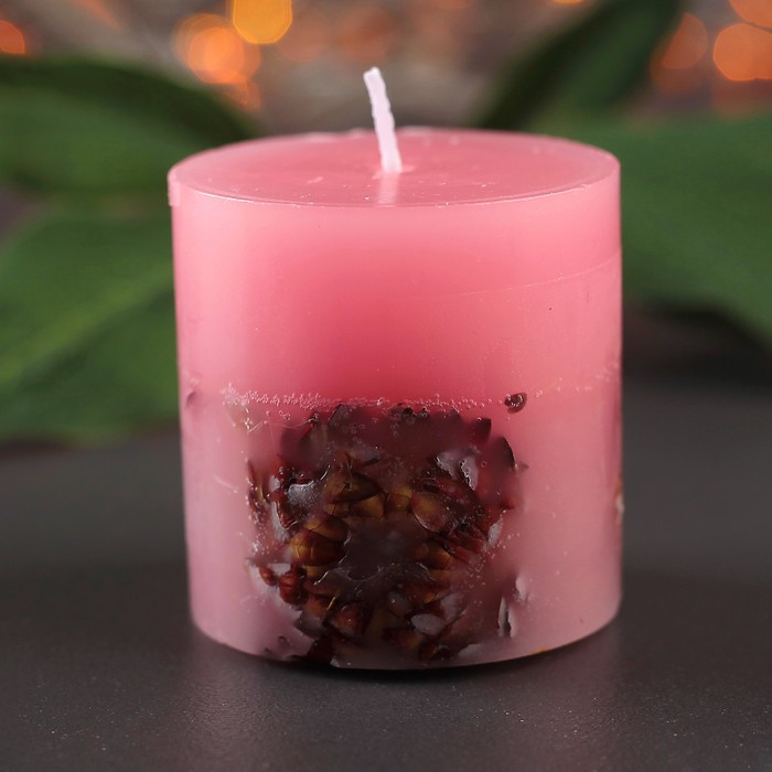 Свеча цилиндр, 5х5,5см, "Цветочная"