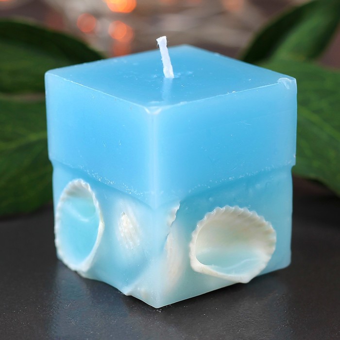 Свеча куб, 5х5х5,5см, "Морская"