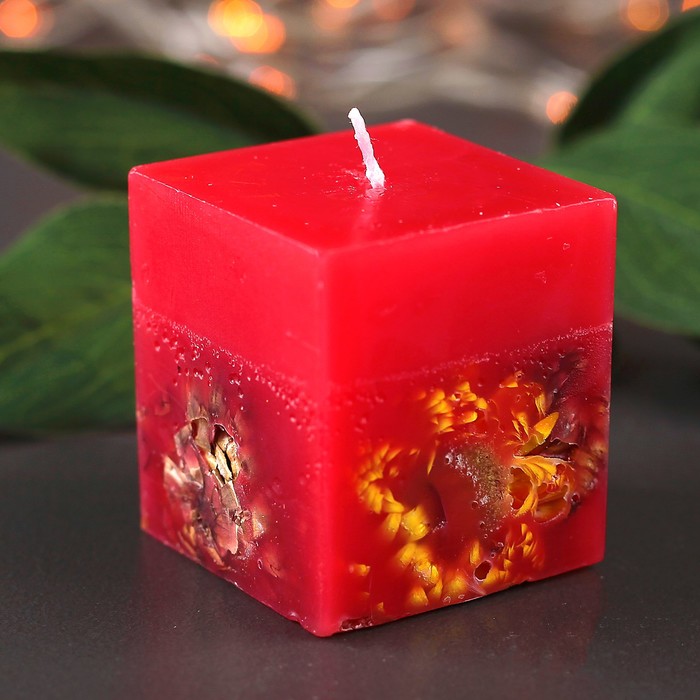 Свеча куб, 5х5х5,5см, "Цветочная"