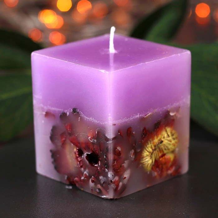 Свеча куб, 5х5х5,5см, "Цветочная"