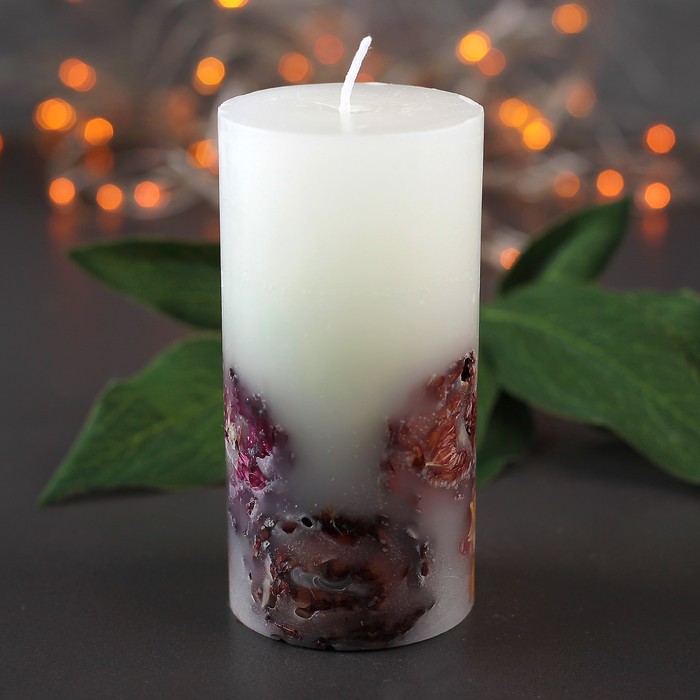 Свеча цилиндр, 5х10см, "Цветочная"