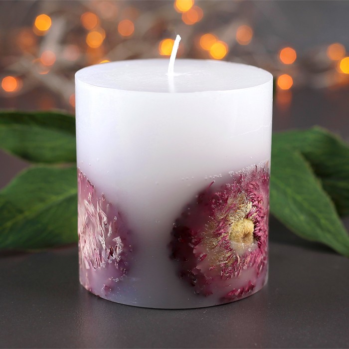 Свеча цилиндр, 7х7,5см, "Цветочная"