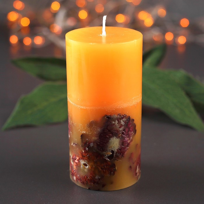 Свеча цилиндр, 5х10см, "Цветочная"