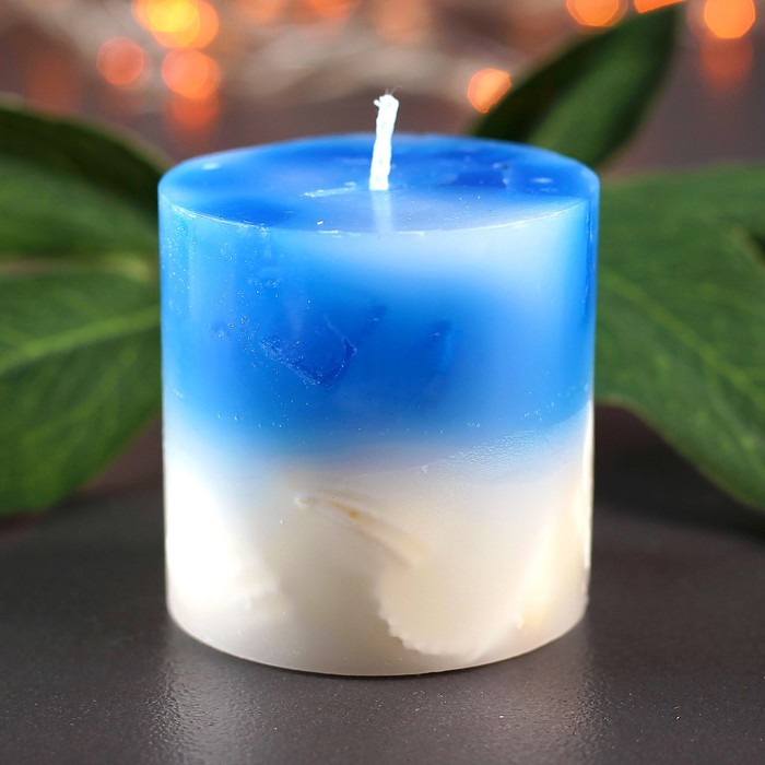 Свеча цилиндр, 5х5см, "Морская мозаика"