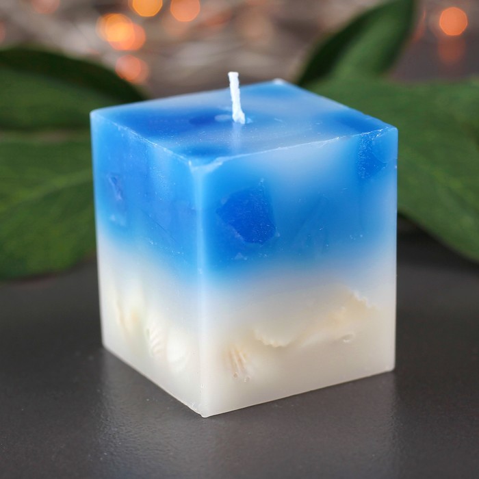 Свеча куб, 5х5х5см, "Морская мозаика"