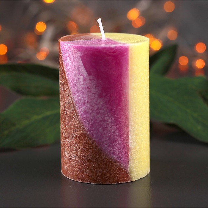 Свеча цилиндр, 5х7,5см, "Кристаллический узор", апельсин