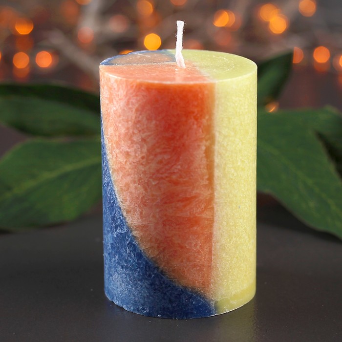 Свеча цилиндр, 5х7,5см, "Кристаллический узор", огурец