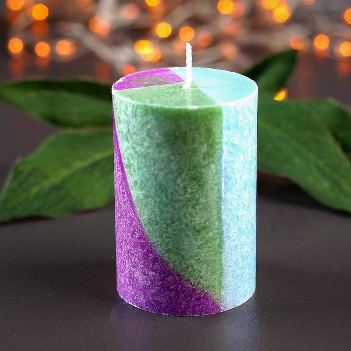 Свеча цилиндр, 5х7,5см, "Кристаллический узор", океан