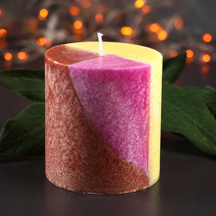 Свеча цилиндр, 7х7,5см, "Кристаллический узор", апельсин