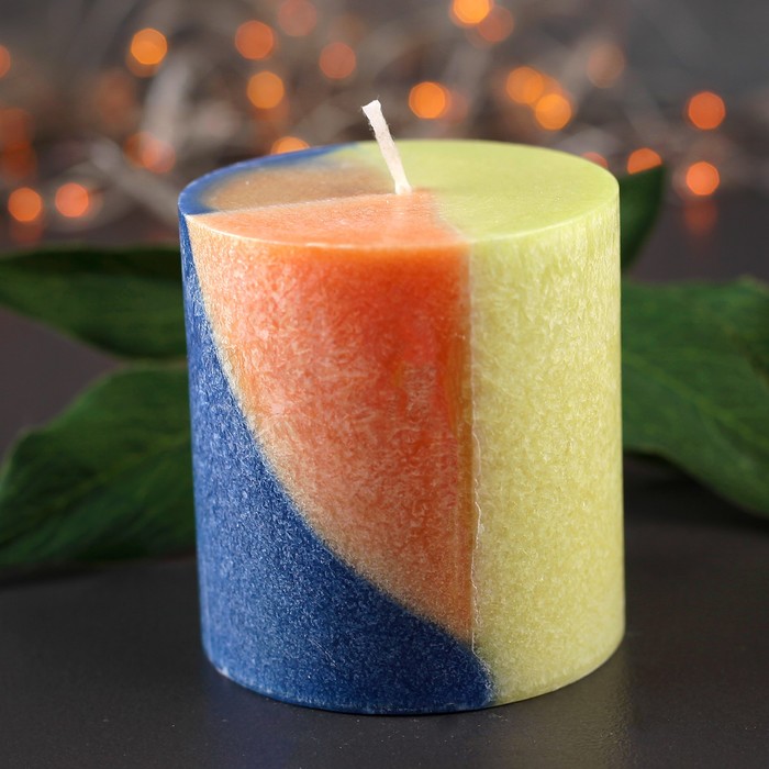 Свеча цилиндр, 7х7,5см, "Кристаллический узор", огурец