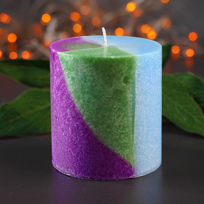 Свеча цилиндр, 7х7,5см, "Кристаллический узор", океан