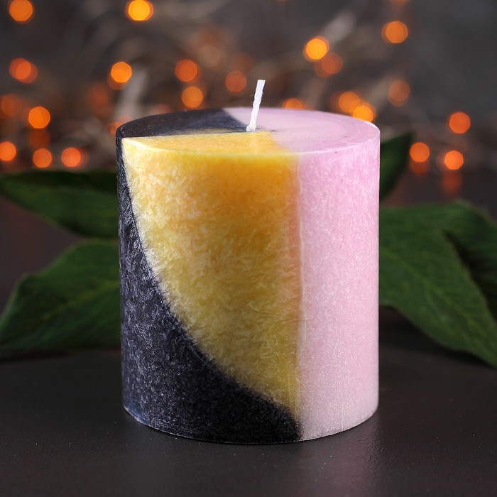 Свеча цилиндр, 7х7,5см, "Кристаллический узор", сирень