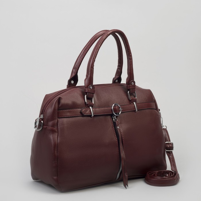 Сумка женская, отдел на молнии, 2 наружных кармана, длинный ремень, цвет бордовый