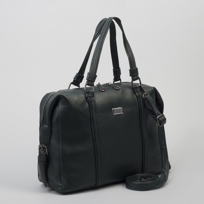 Сумка женская, отдел на молнии, наружный карман, длинный ремень, цвет зелёный