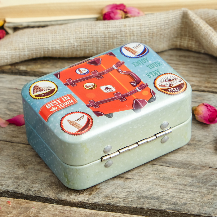 Шкатулка металл чемодан "Чемодан для путешествий" 5,5х7,5х3,5 см