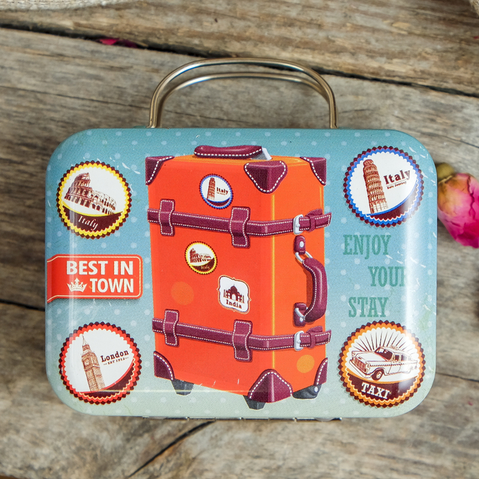 Шкатулка металл чемодан "Чемодан для путешествий" 5,5х7,5х3,5 см