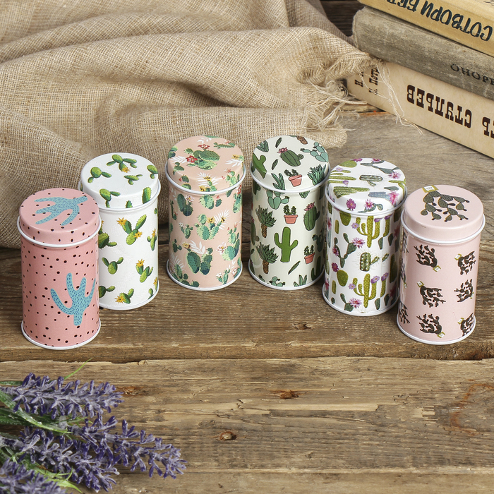 Шкатулка металл "Кактусы" МИКС 7,5х4х4 см
