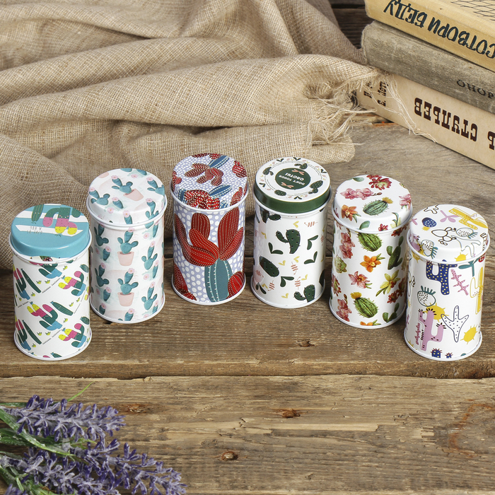 Шкатулка металл "Кактусы" МИКС 7,5х4х4 см