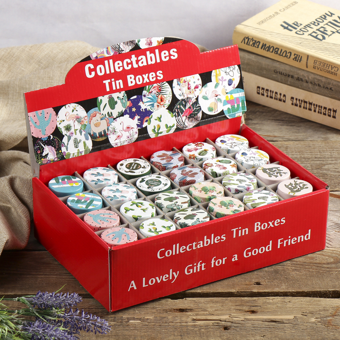 Шкатулка металл "Кактусы" МИКС 7,5х4х4 см