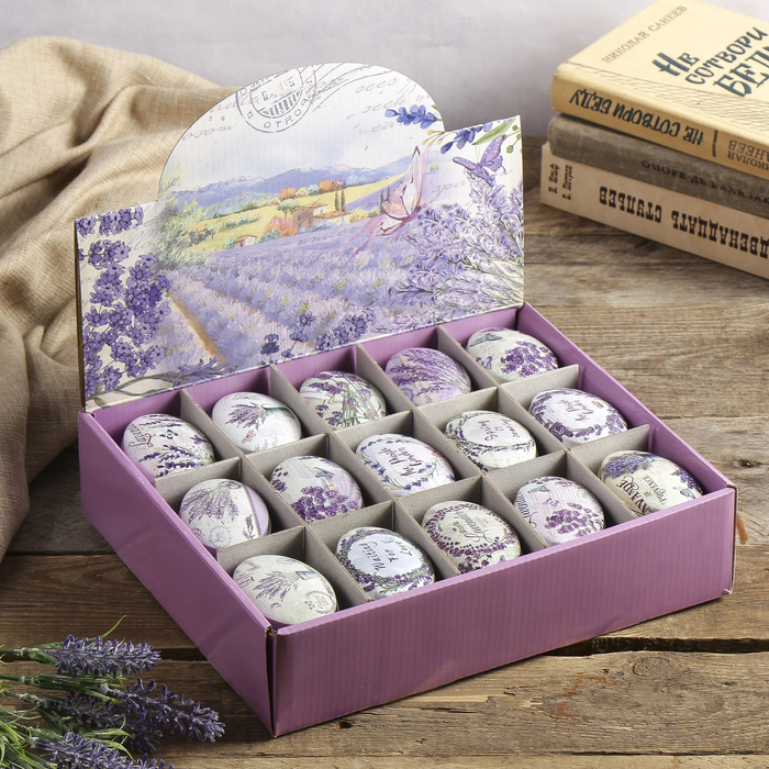 Шкатулка металл овал "Лаванда" МИКС 3х7х5 см