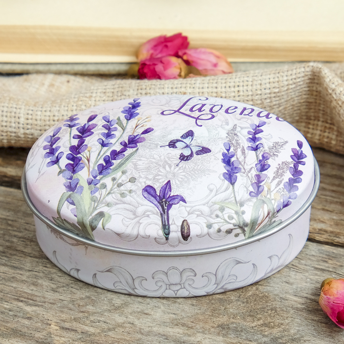 Шкатулка металл овал "Лаванда" МИКС 3х7х5 см