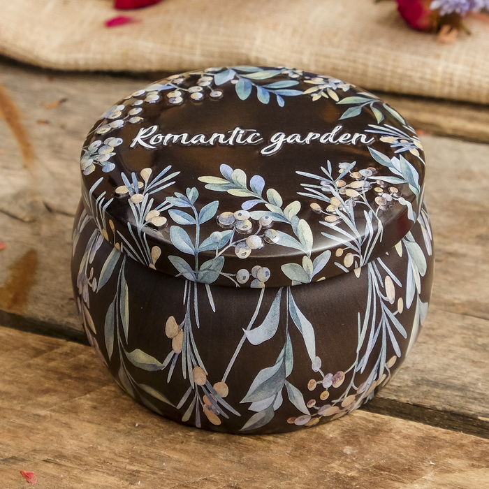 Шкатулка металл круг "Романтичный сад" 5х7х7 см