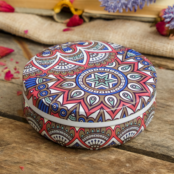 Шкатулка металл "Мехенди цветное" 3,7х8,5х8,5 см