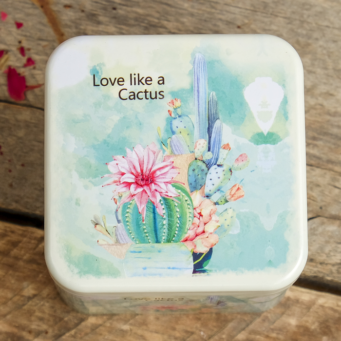 Шкатулка металл "Я люблю кактусы" 6,5х7,5х7,5 см