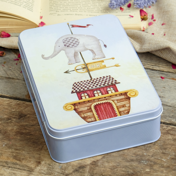 Шкатулка металл "Слонёнок-флюгер" 5,5х19,5х13,8 см