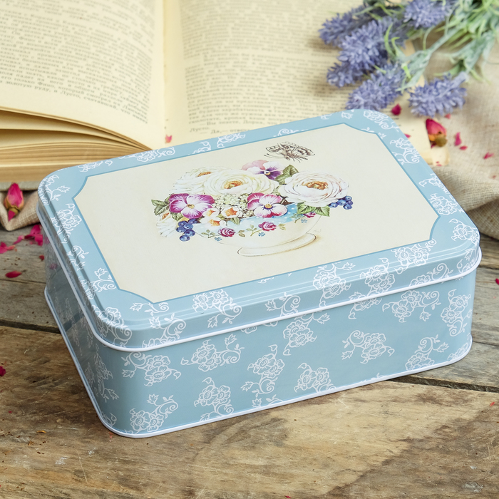 Шкатулка металл "Букет в пиале" 6,3х18,6х13,3 см